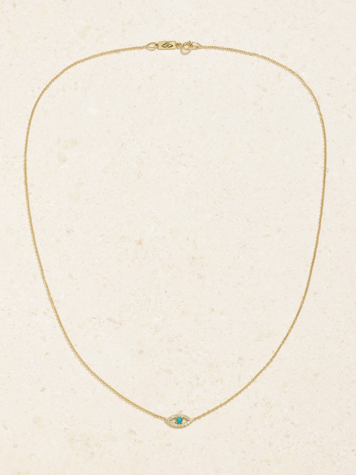 Jennifer Meyer Evil Eye Mini 18-karat Gold Diamond And Turquoise Necklace In Gold