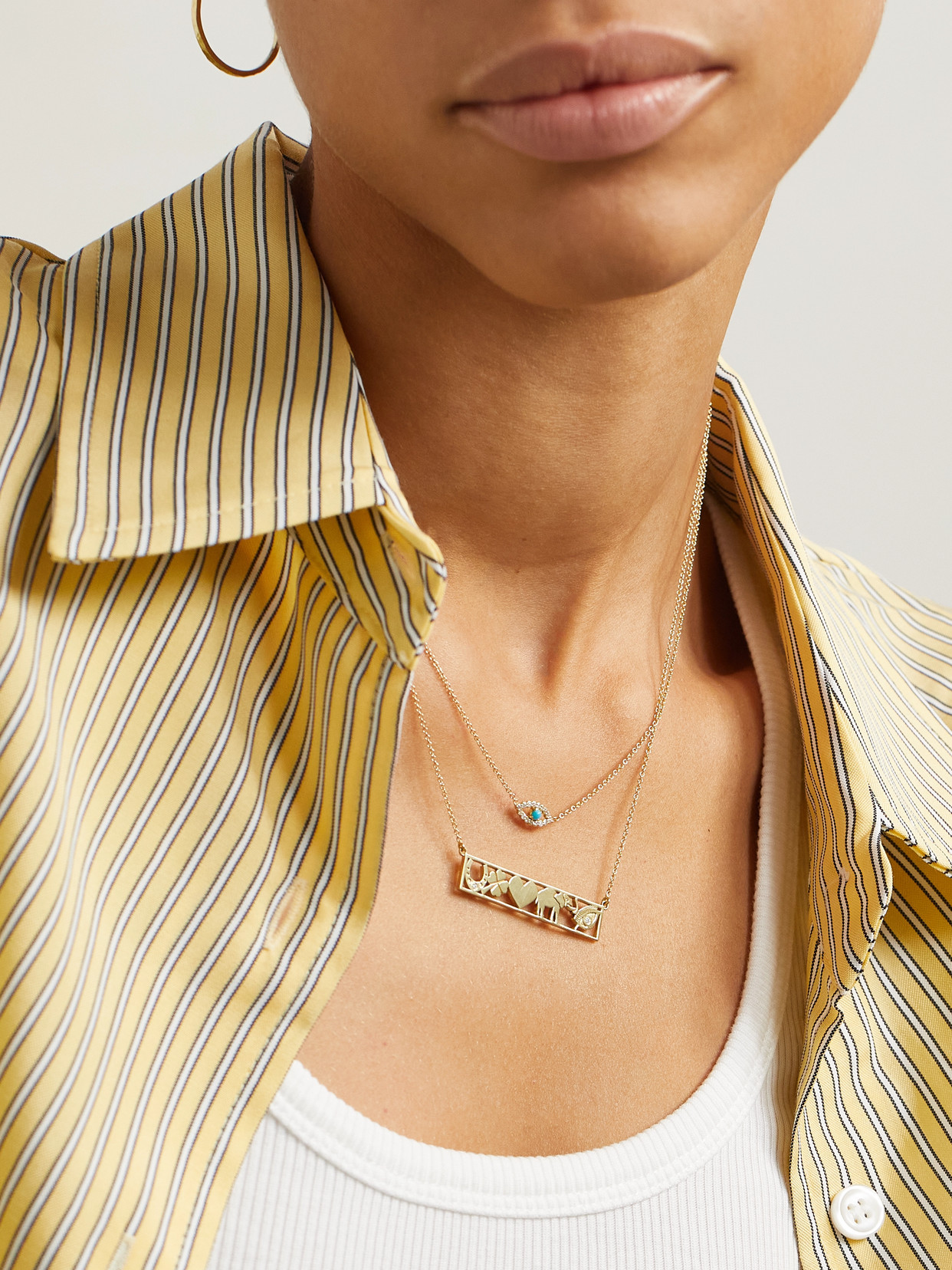 Jennifer Meyer Evil Eye Mini 18-karat Gold Diamond And Turquoise Necklace In Gold