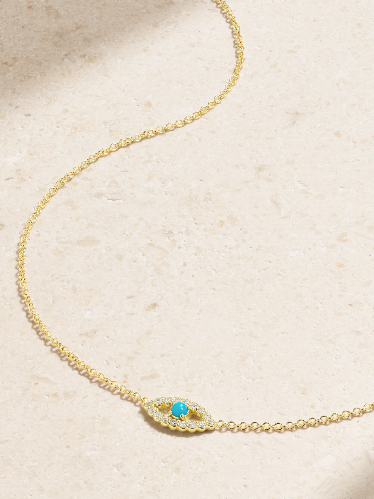 Jennifer Meyer Evil Eye Mini 18-karat Gold Diamond And Turquoise Necklace