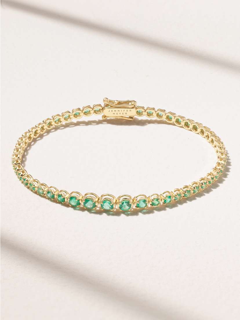 Jennifer Meyer 18-karat Gold Emerald Tennis Bracelet