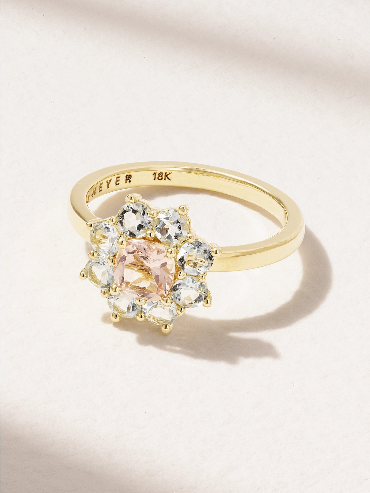 Jennifer Meyer - Small 18-karat Gold, Aquamarine And Morganite Ring - 6 1/2