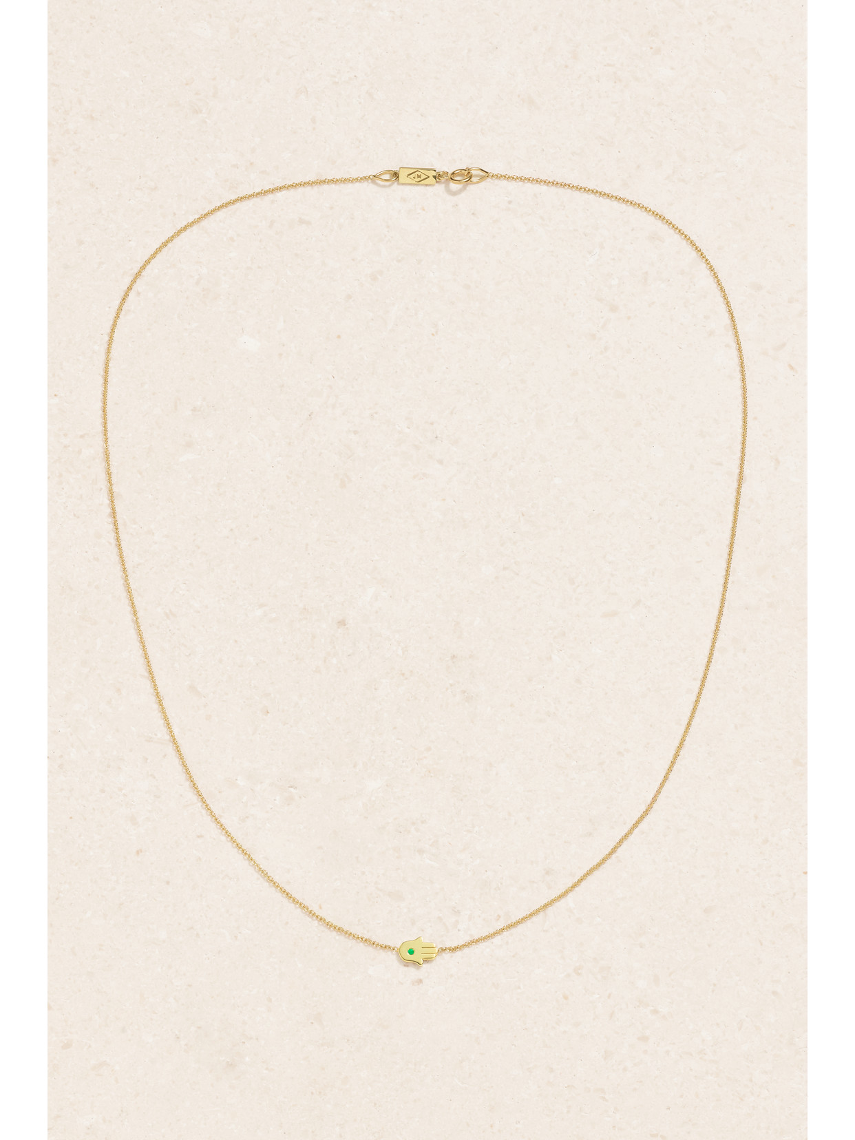 Shop Jennifer Meyer Mini Hamsa 18-karat Gold Emerald Necklace