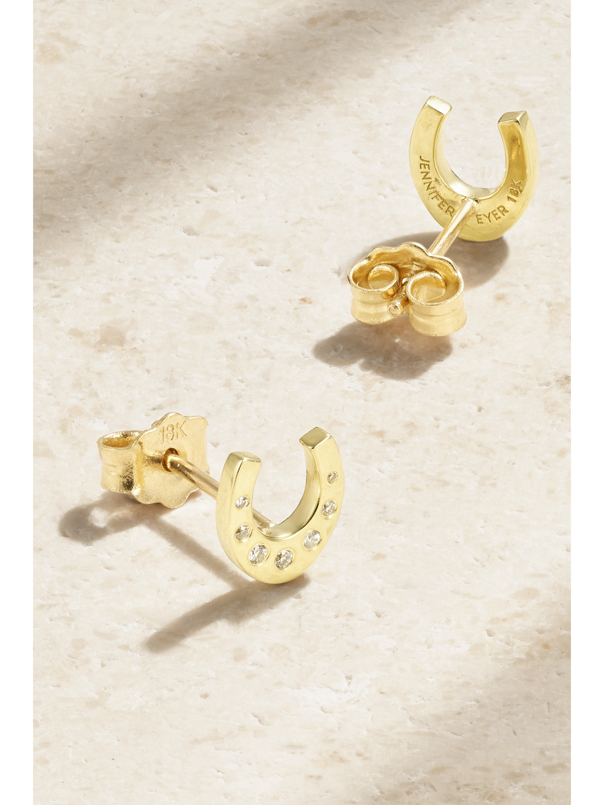 Jennifer Meyer Mini Horseshoe 18-karat Gold Diamond Earrings In Gold