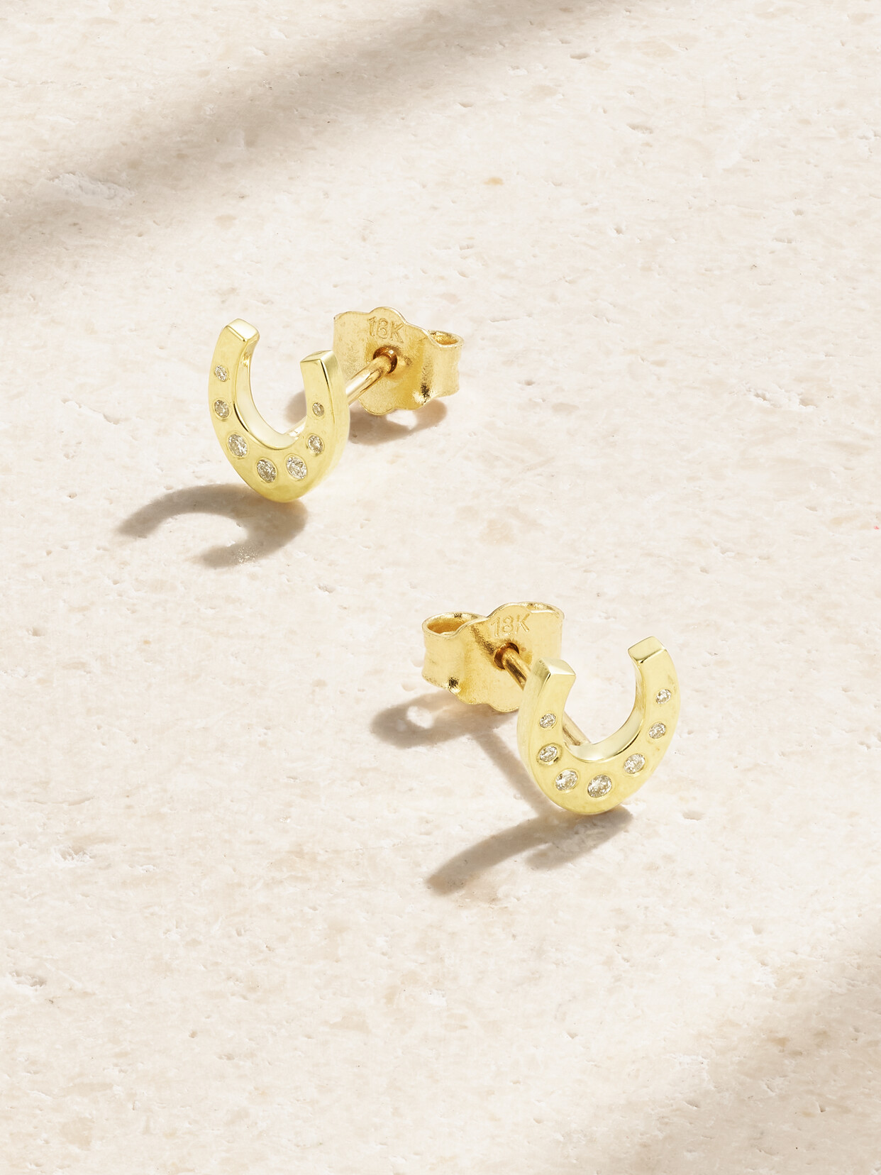 Jennifer Meyer - Mini Horseshoe 18-karat Gold Diamond Earrings - One size