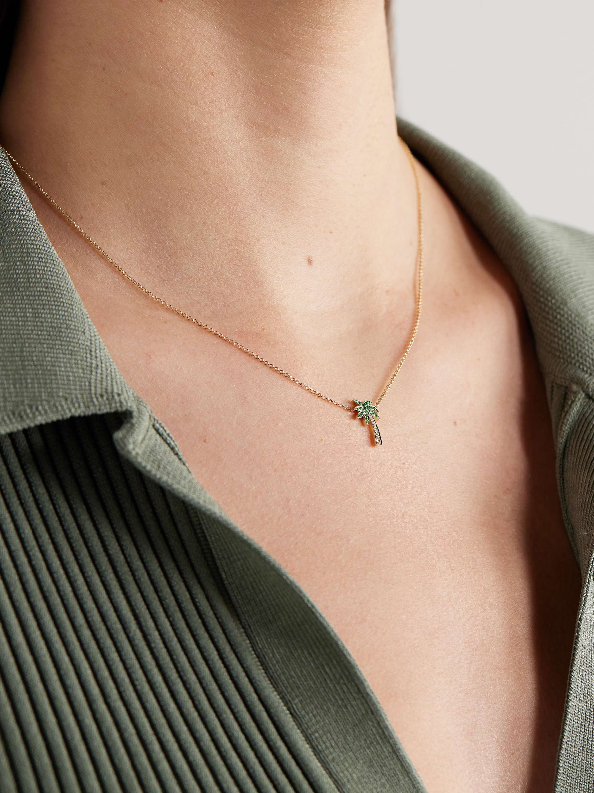 Emerald palm tree necklace store