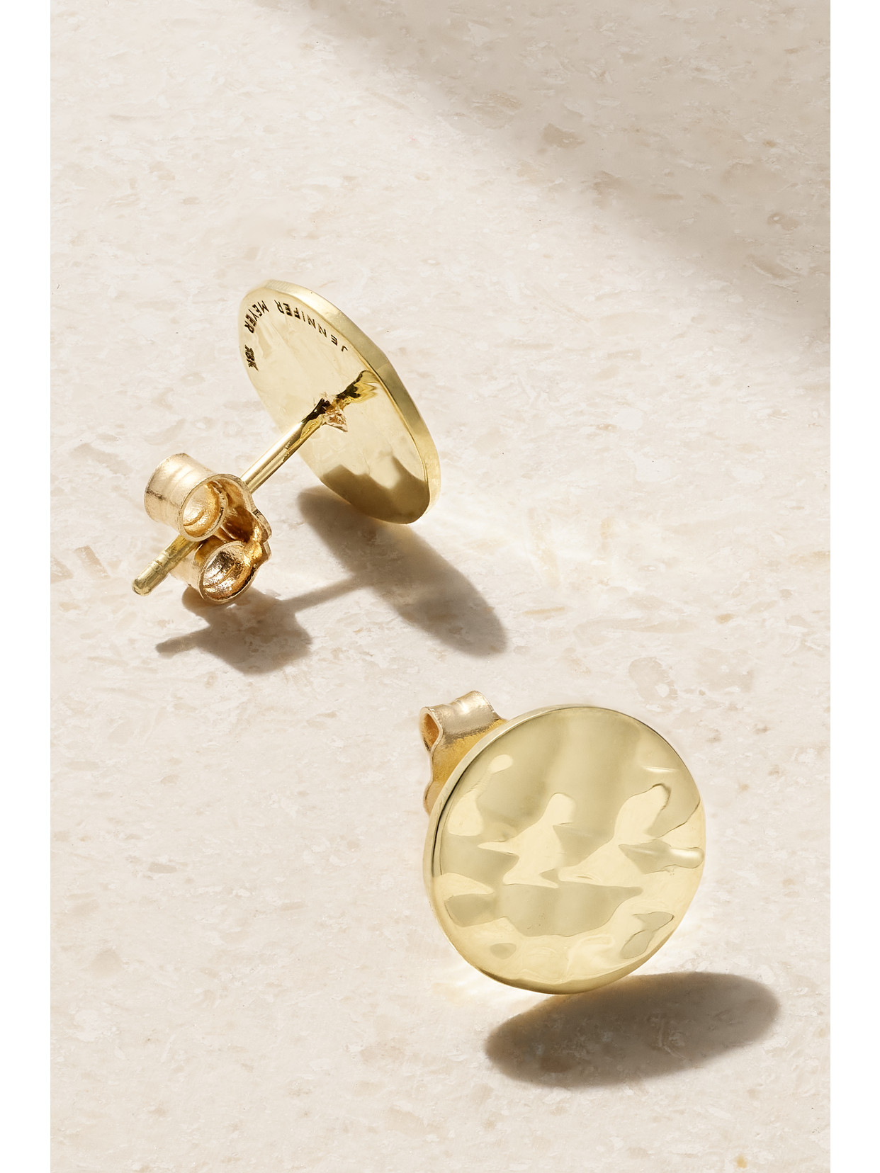Jennifer Meyer Mini Hammered Discs 18-karat Gold Earrings In Gold