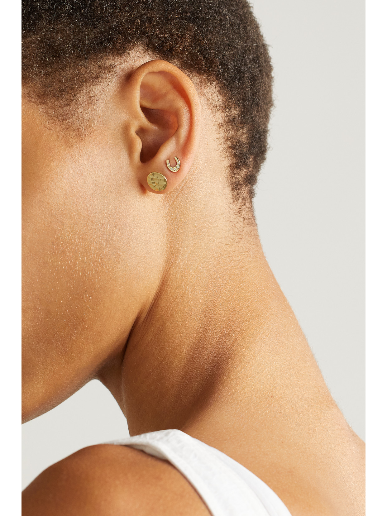Jennifer Meyer Mini Hammered Discs 18-karat Gold Earrings In Gold