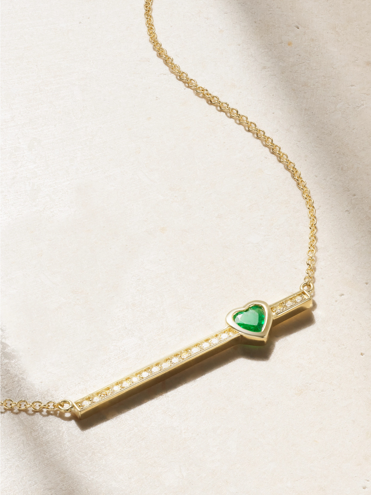 Jennifer Meyer - 18-karat Gold Diamond And Emerald Necklace - One size