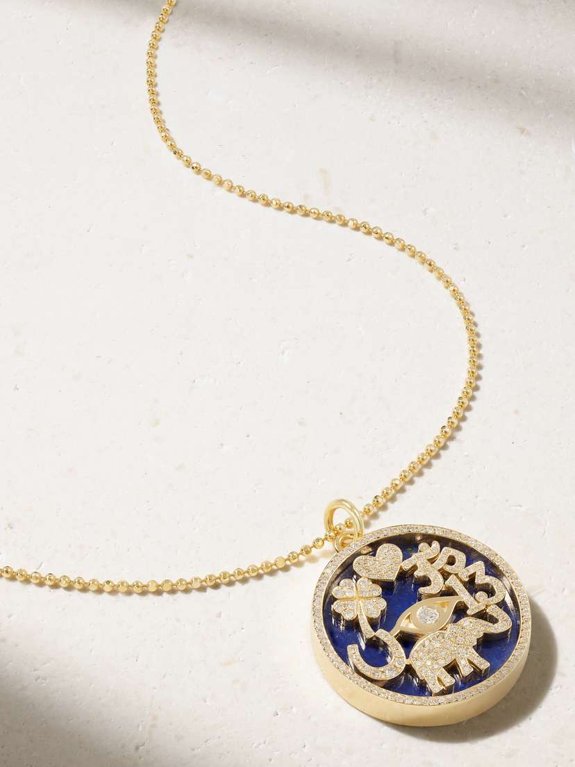 Jennifer Meyer 18-karat Gold, Lapis Lazuli And Diamond Necklace