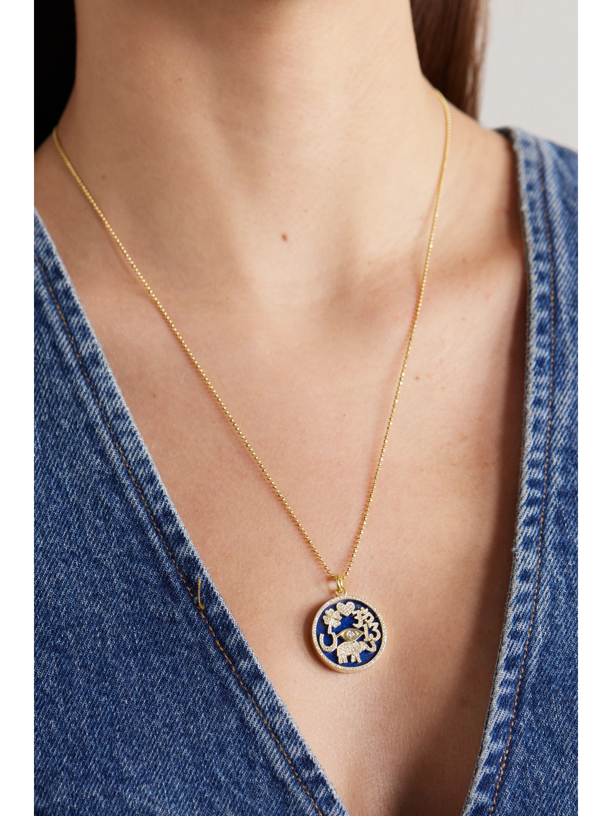 Jennifer Meyer 18-karat Gold, Lapis Lazuli And Diamond Necklace In Gold
