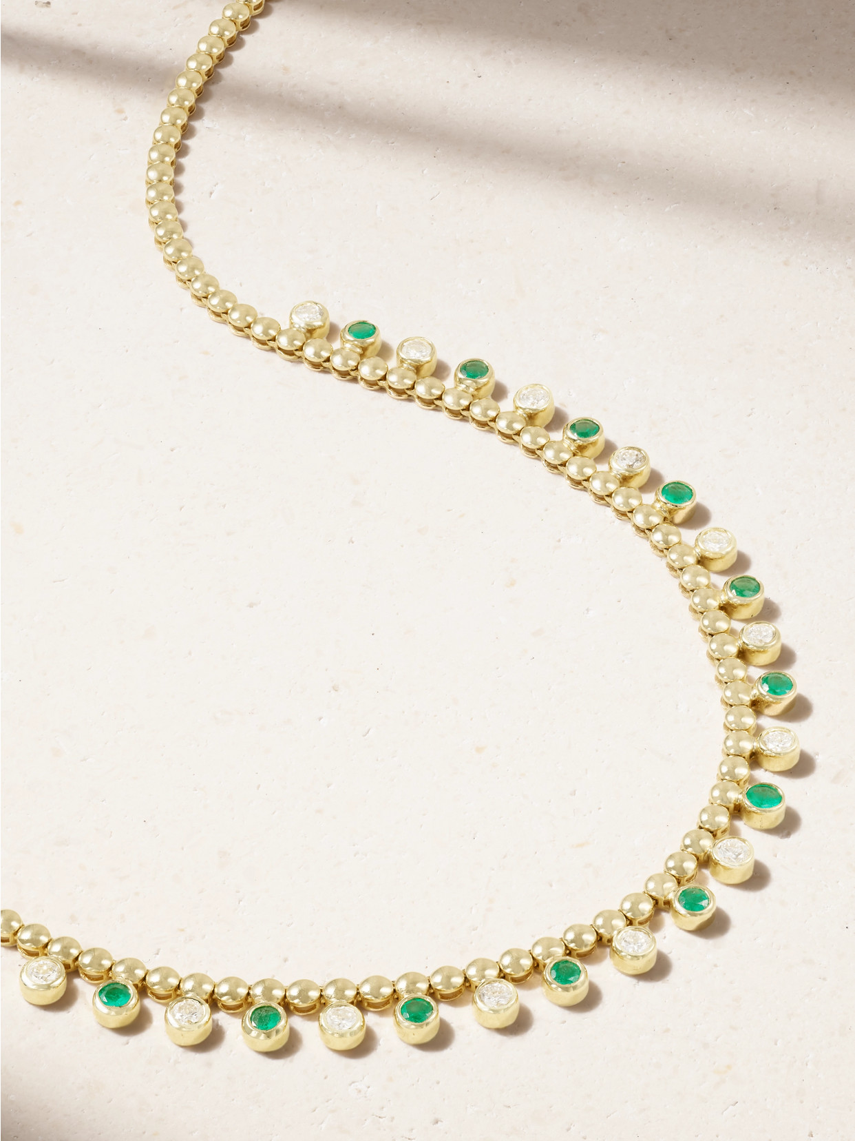 Shop Jennifer Meyer 18-karat Gold, Emerald And Diamond Necklace