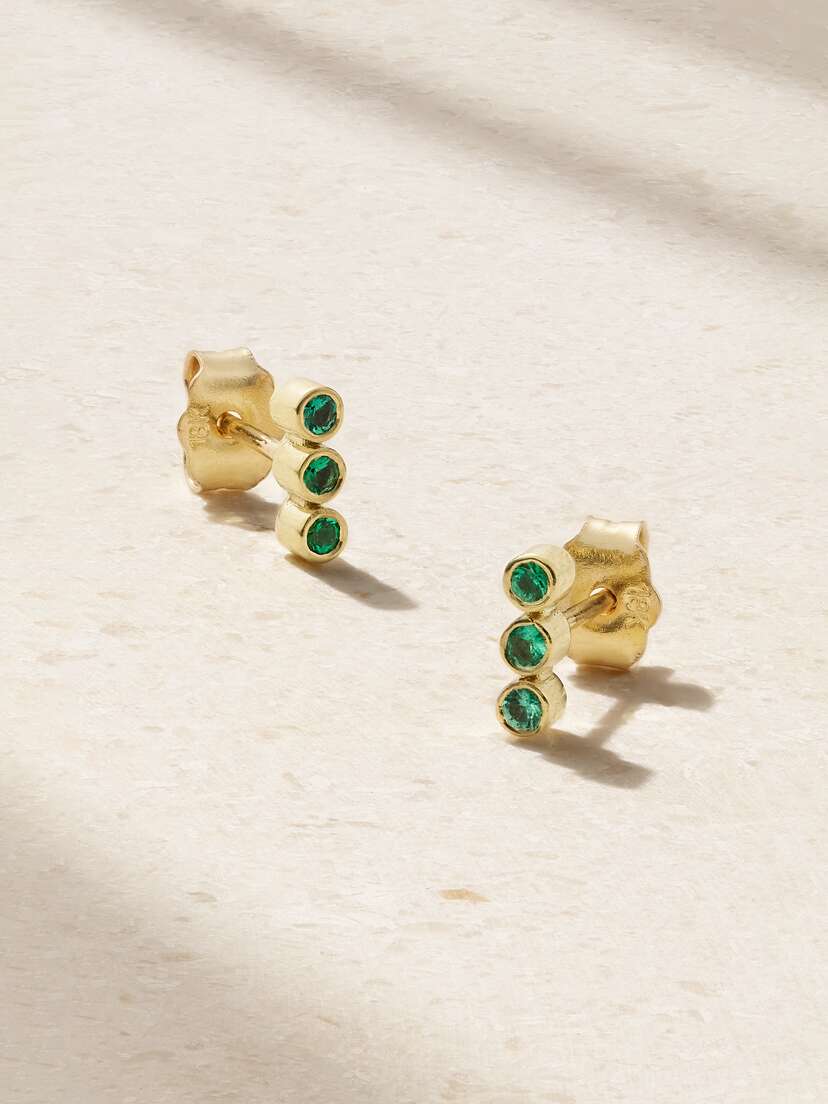Jennifer Meyer 18-karat Gold Emerald Earrings