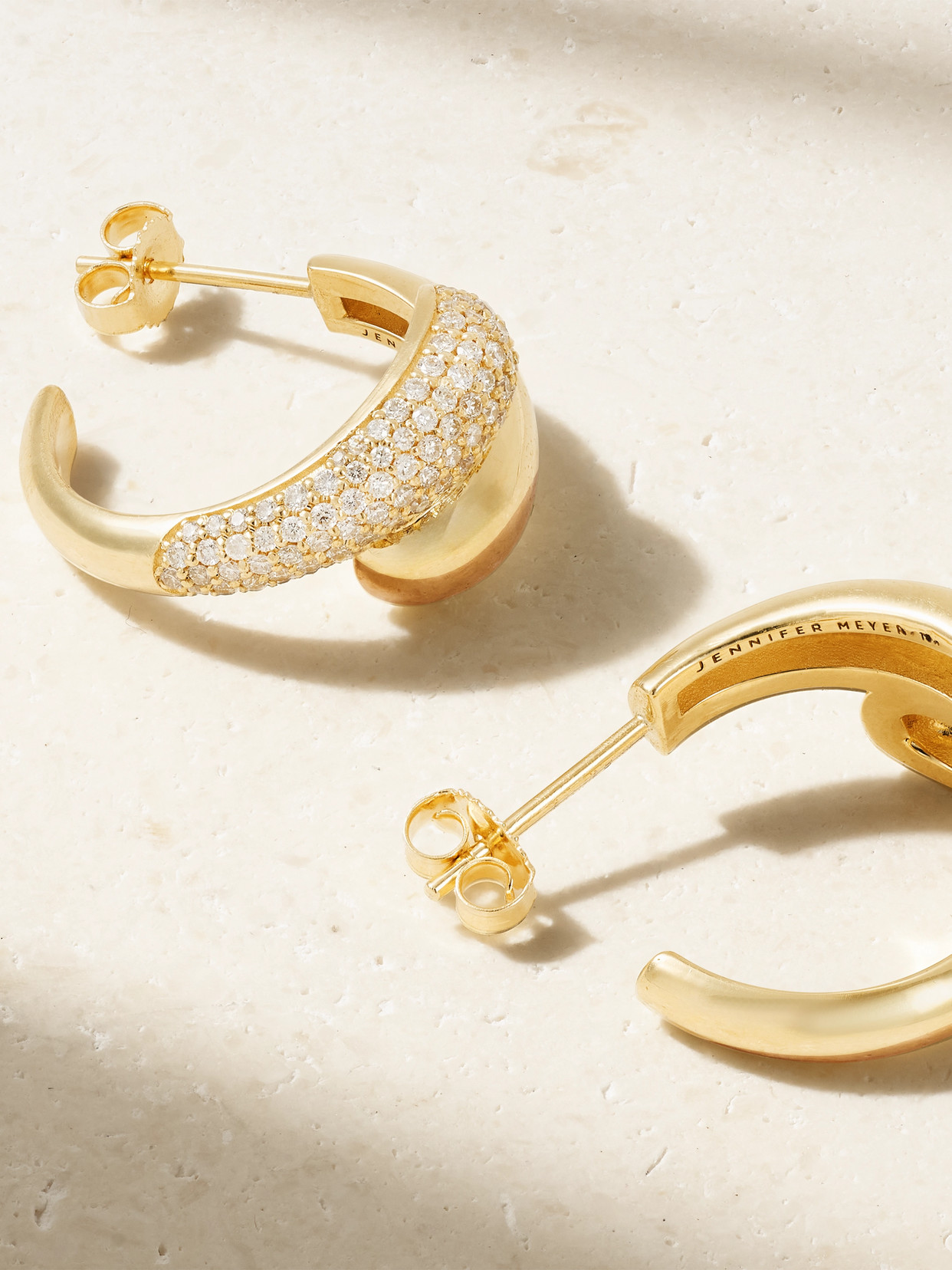 Jennifer Meyer Small Double Dome 18-karat Gold Diamond Hoop Earrings In Gold