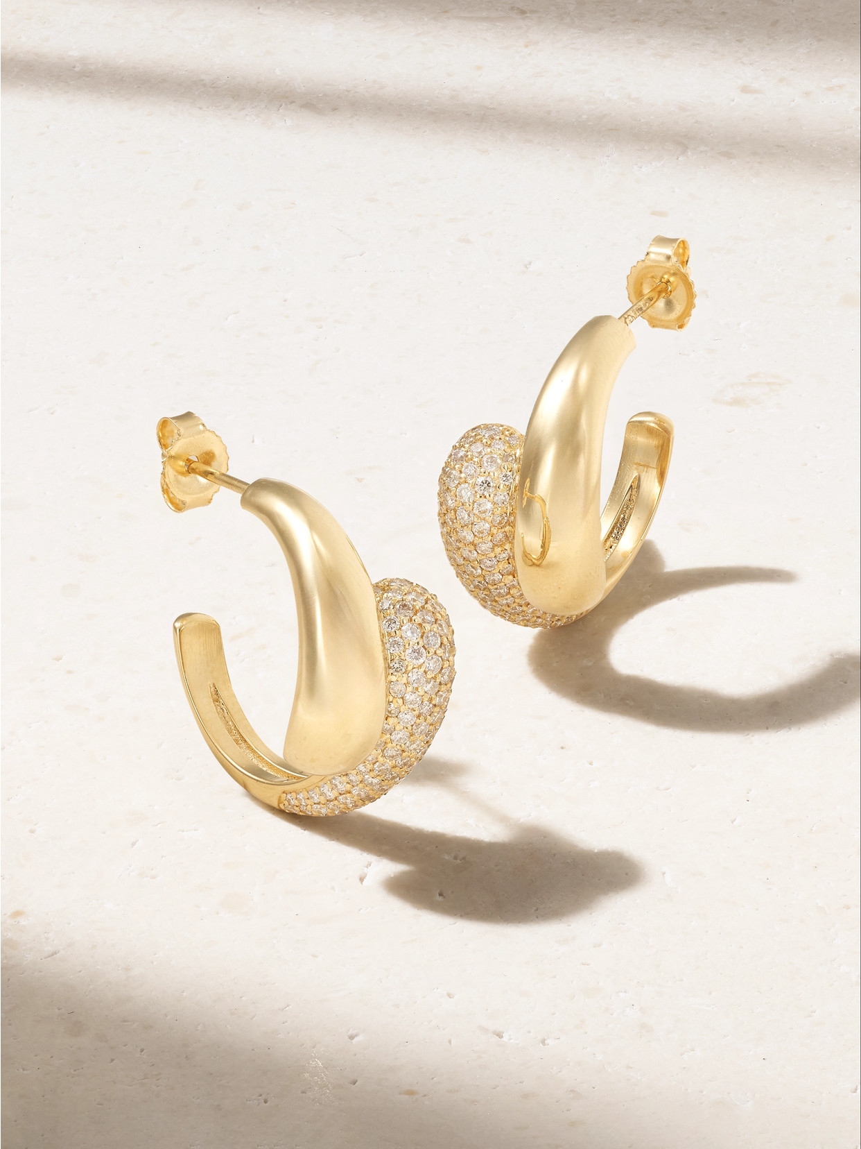 Jennifer Meyer Small Double Dome 18-karat Gold Diamond Hoop Earrings