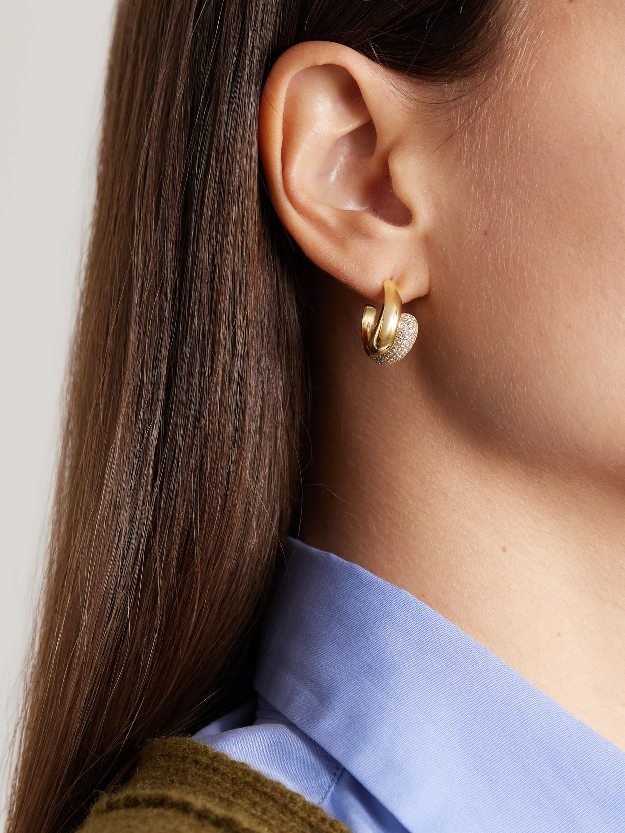 Jennifer Meyer Small Double Dome 18-karat Gold Diamond Hoop Earrings In Gold