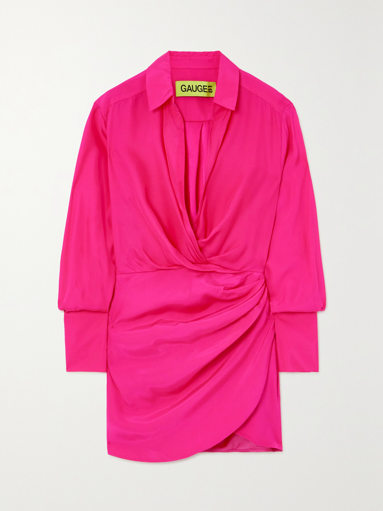 GAUGE81 - Naha Wrap-effect Silk Mini Shirt Dress - Pink