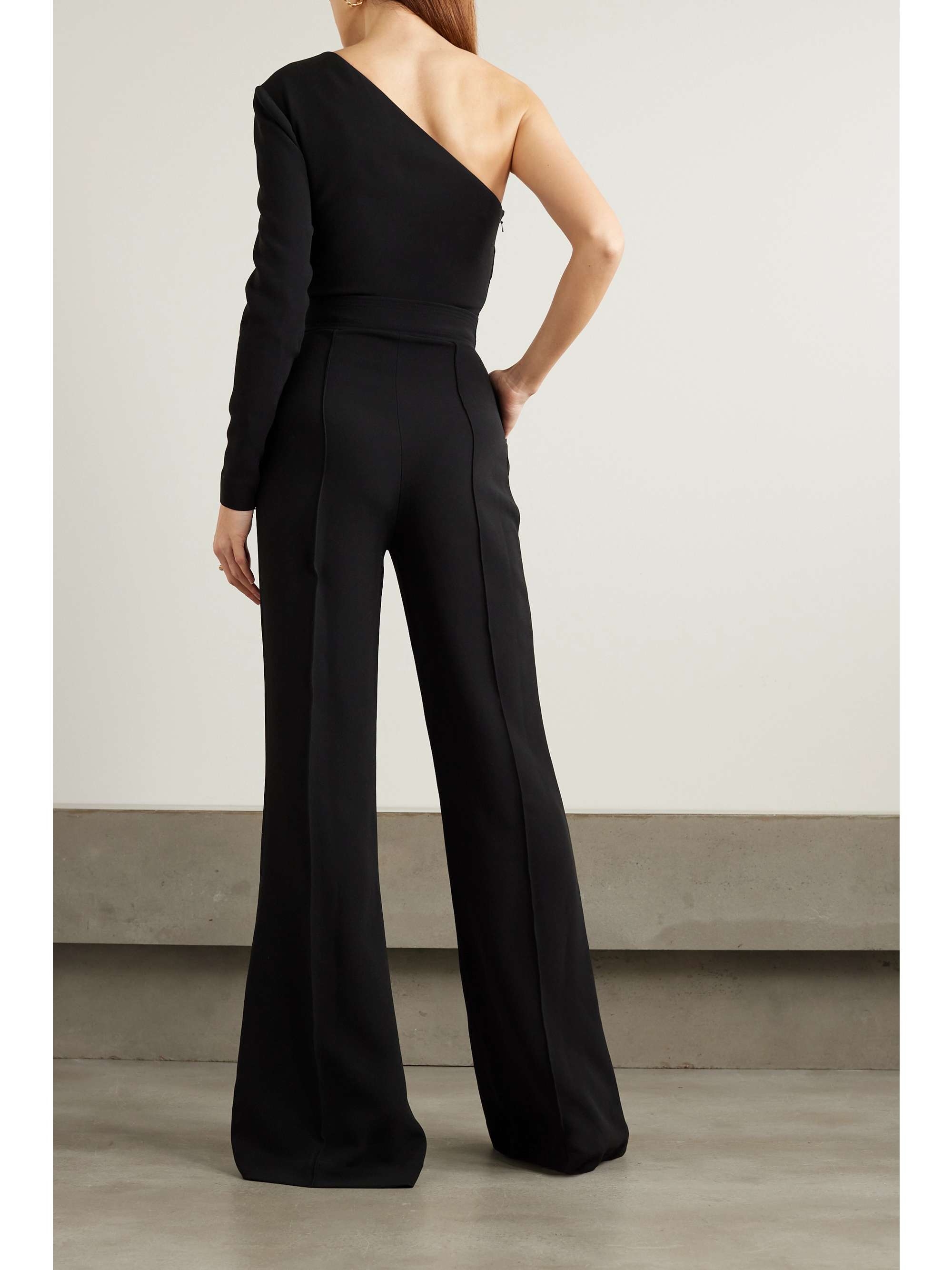 ELIE SAAB One shoulder embellished stretch crepe jumpsuit NET A PORTER