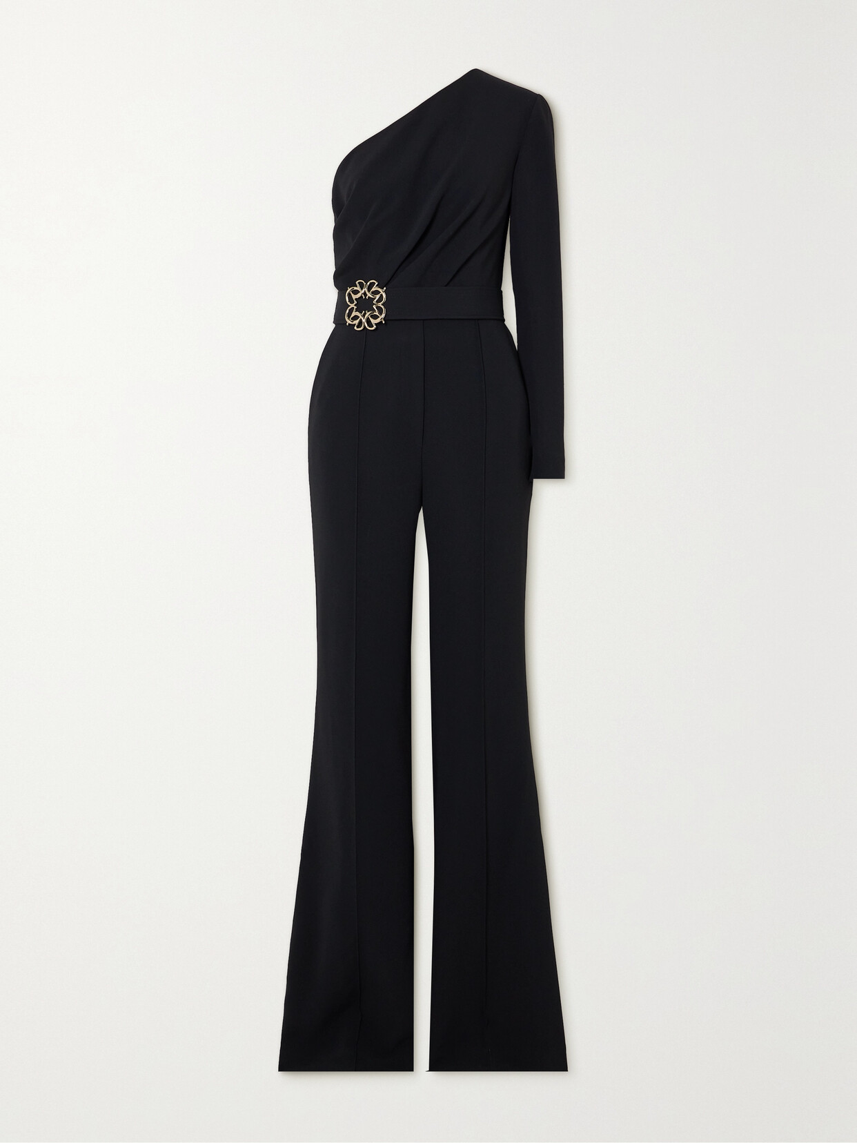 Elie Saab - One-shoulder Embellished Stretch-crepe Jumpsuit - Black