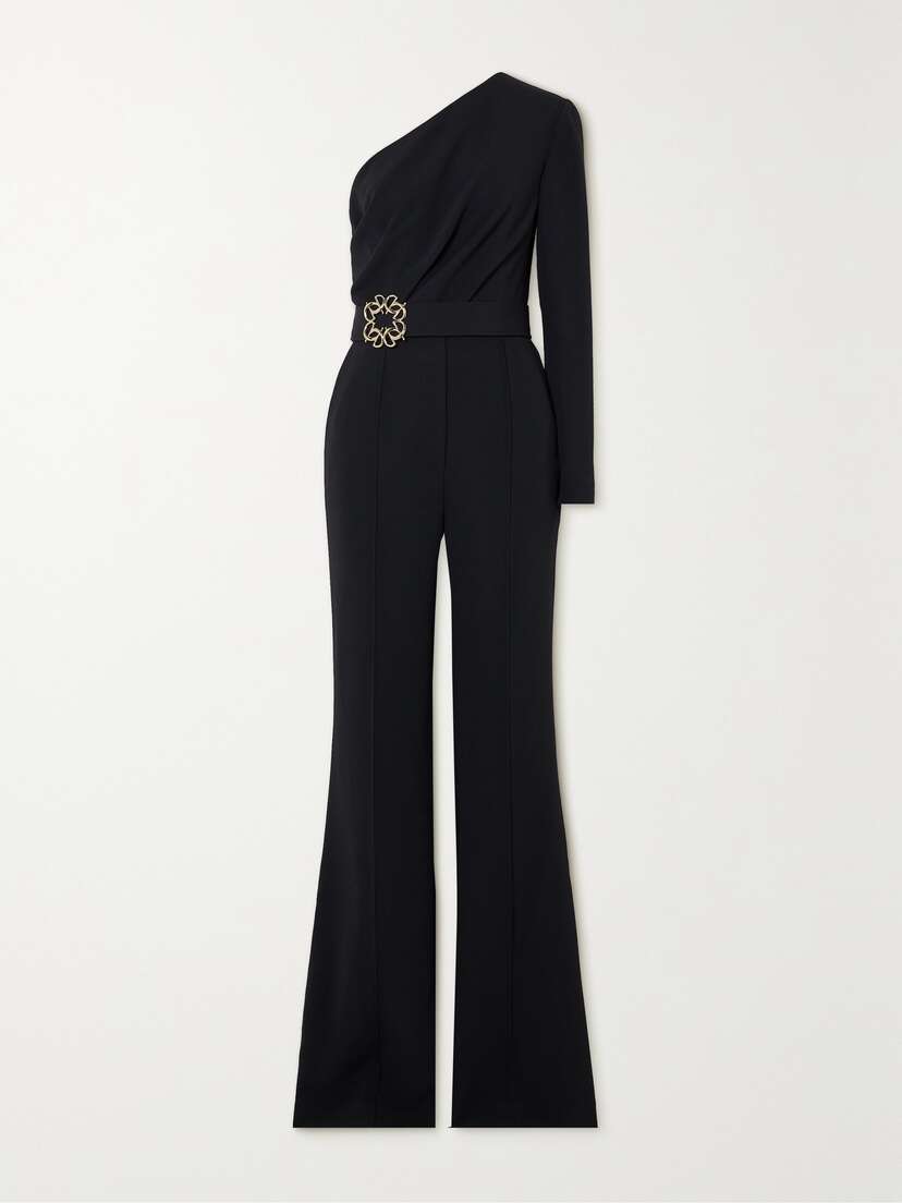 Elie Saab One-shoulder Embellished Stretch-crepe Jumpsuit