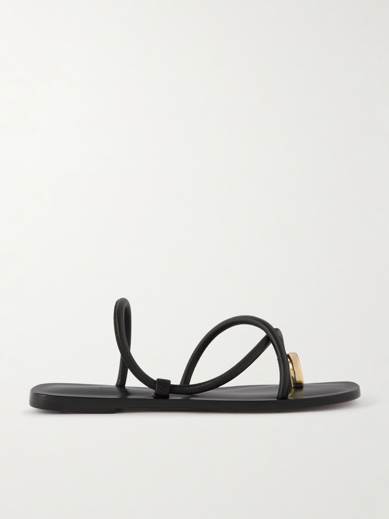 Shop Emme Parsons Laurie Gold-tone And Leather Sandals In Black