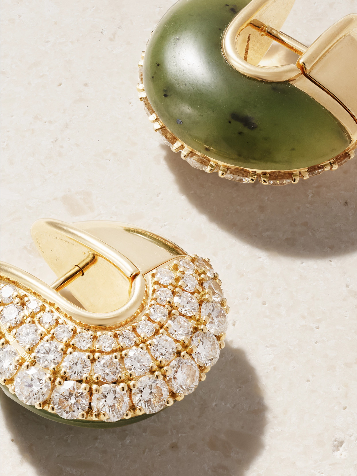 Fernando Jorge Fluid 18-karat Gold, Diamond And Jade Hoop Earrings In Green