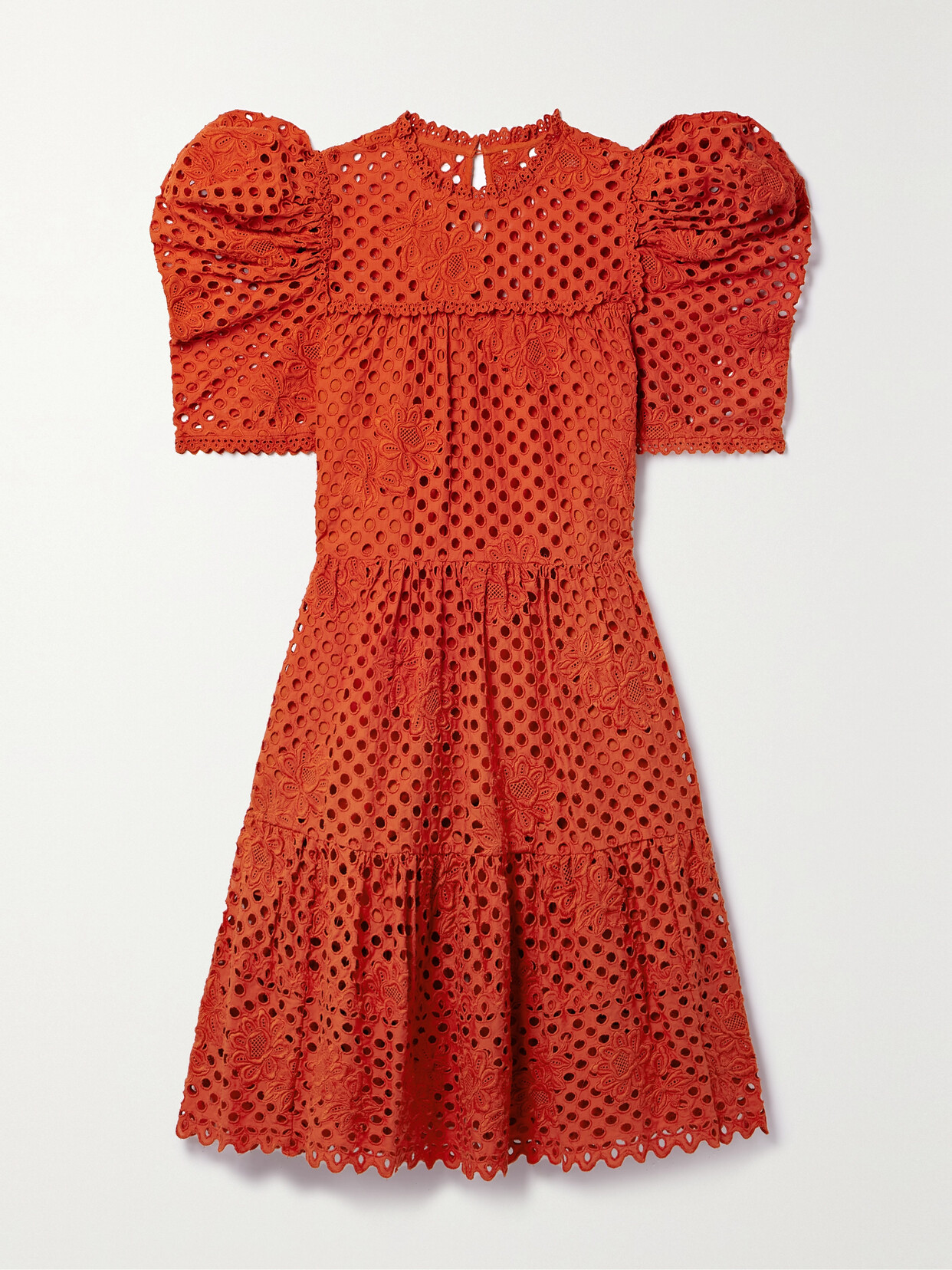 Ulla Johnson Simone Tiered Broderie Anglaise Cotton Dress - US4