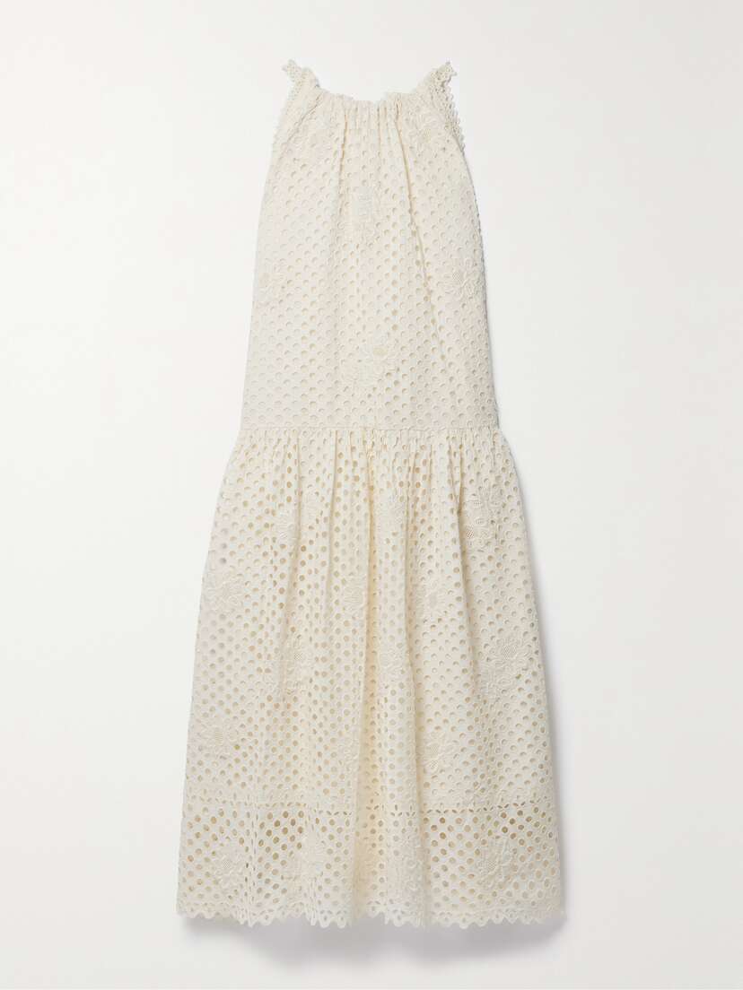 Ulla Johnson Stella Embroidered Broderie Anglaise Cotton Midi Dress