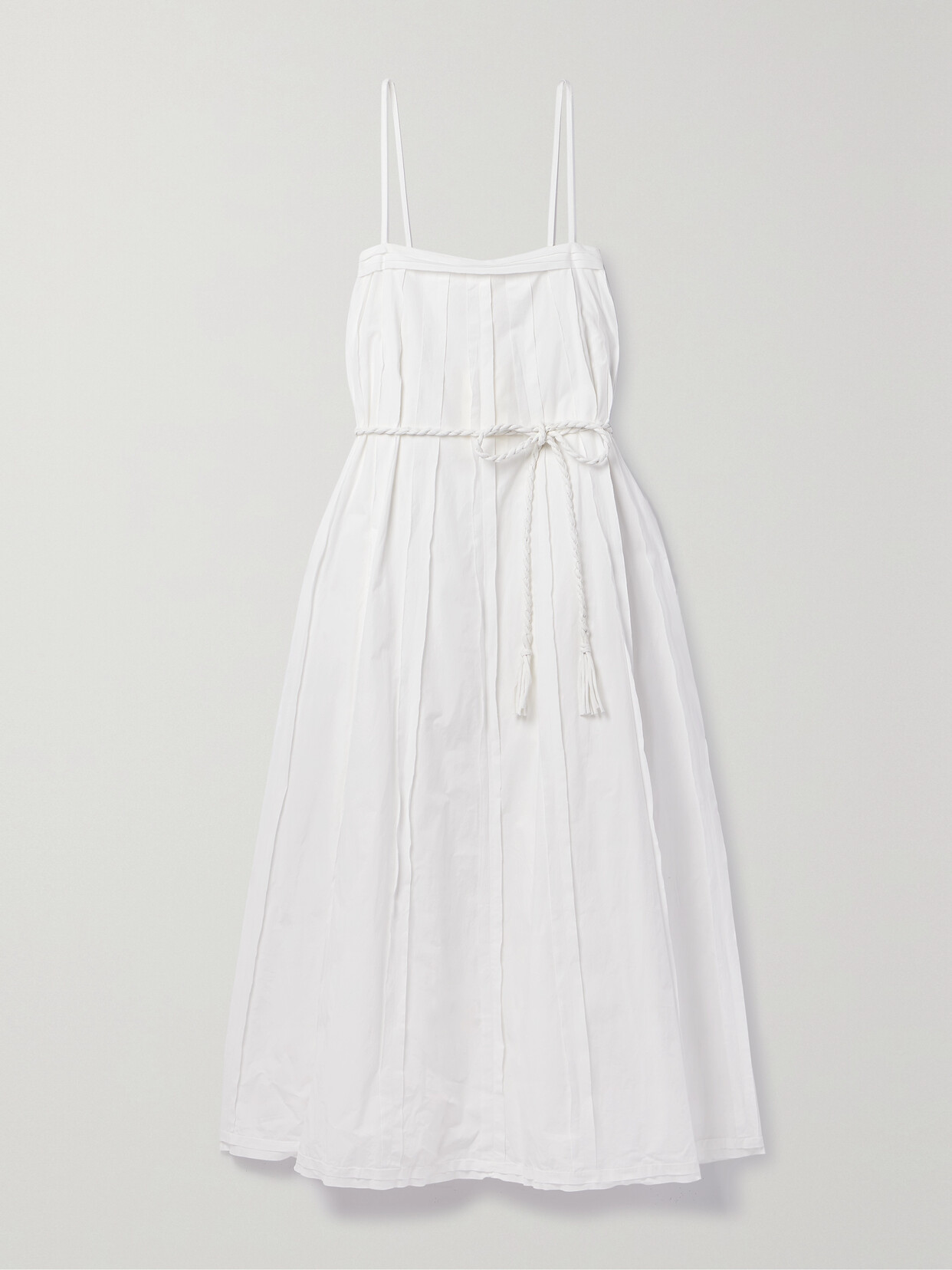 Ulla Johnson - Leela Belted Pintucked Cotton-poplin Midi Dress - Ivory