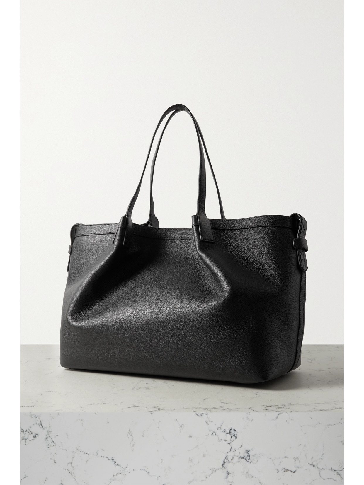 Serapian Secret Large Textured-leather Tote In Black