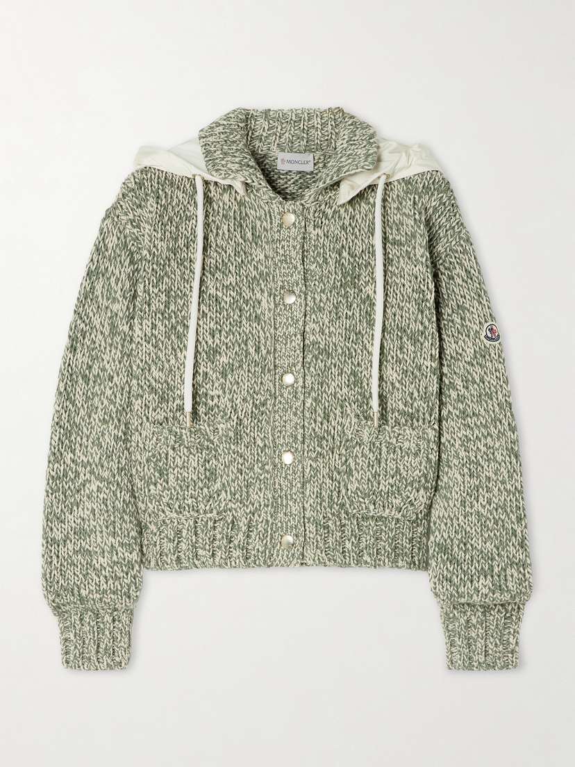 Moncler Shell-trimmed Hooded Cotton-blend Cardigan