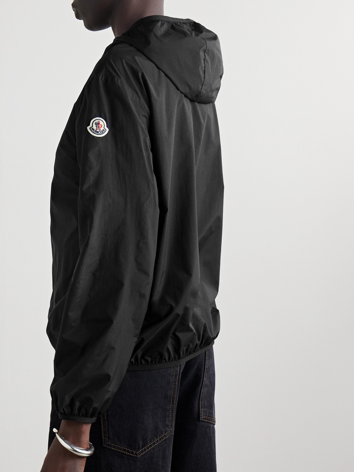 Shop Moncler Fegeo Appliquéd Shell Jacket In Black