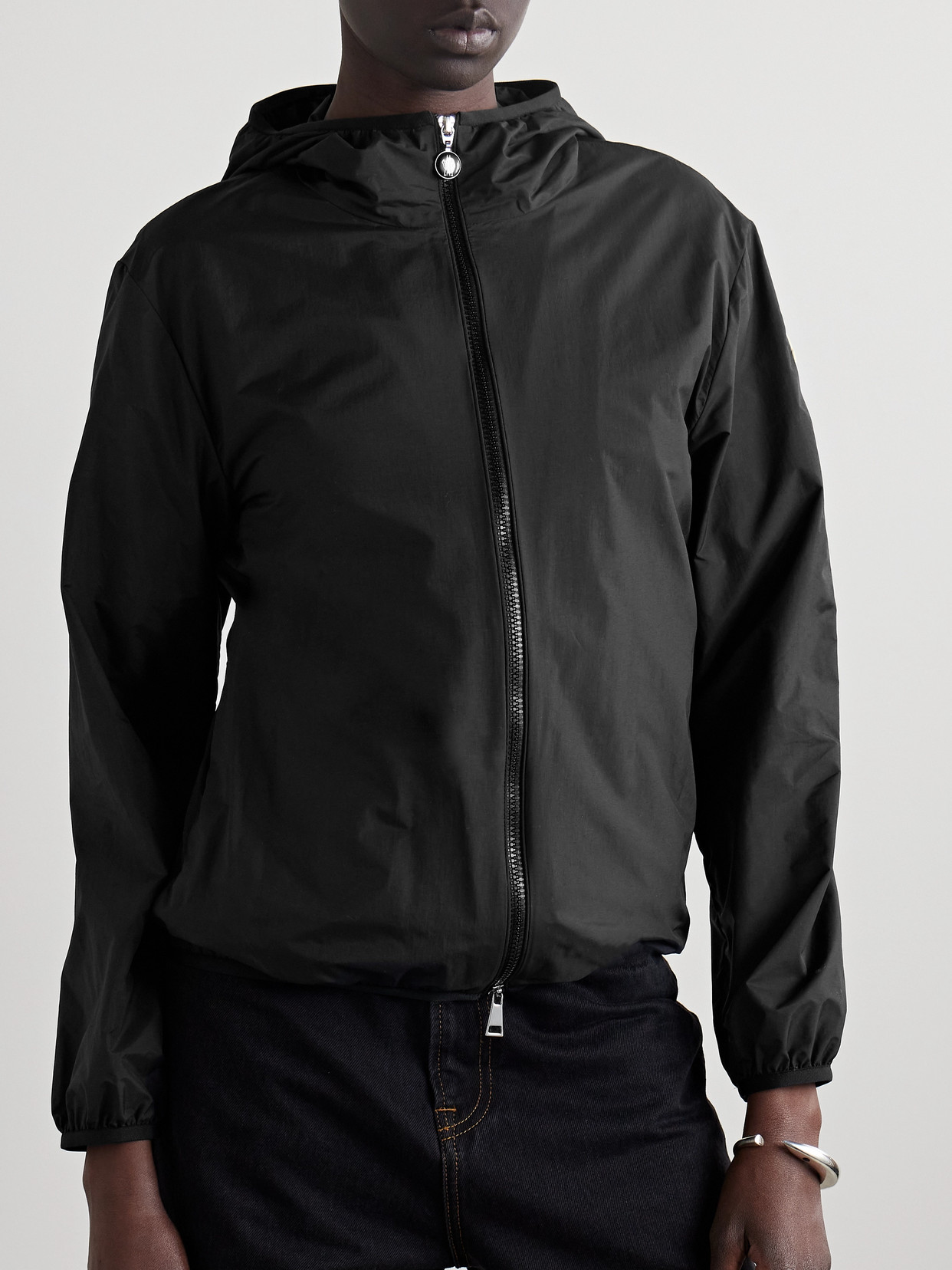 Shop Moncler Fegeo Appliquéd Shell Jacket In Black