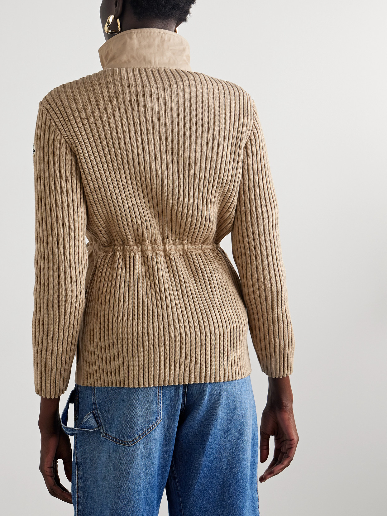 MONCLER APPLIQUÉD RIBBED TWILL AND COTTON-BLEND JACKET