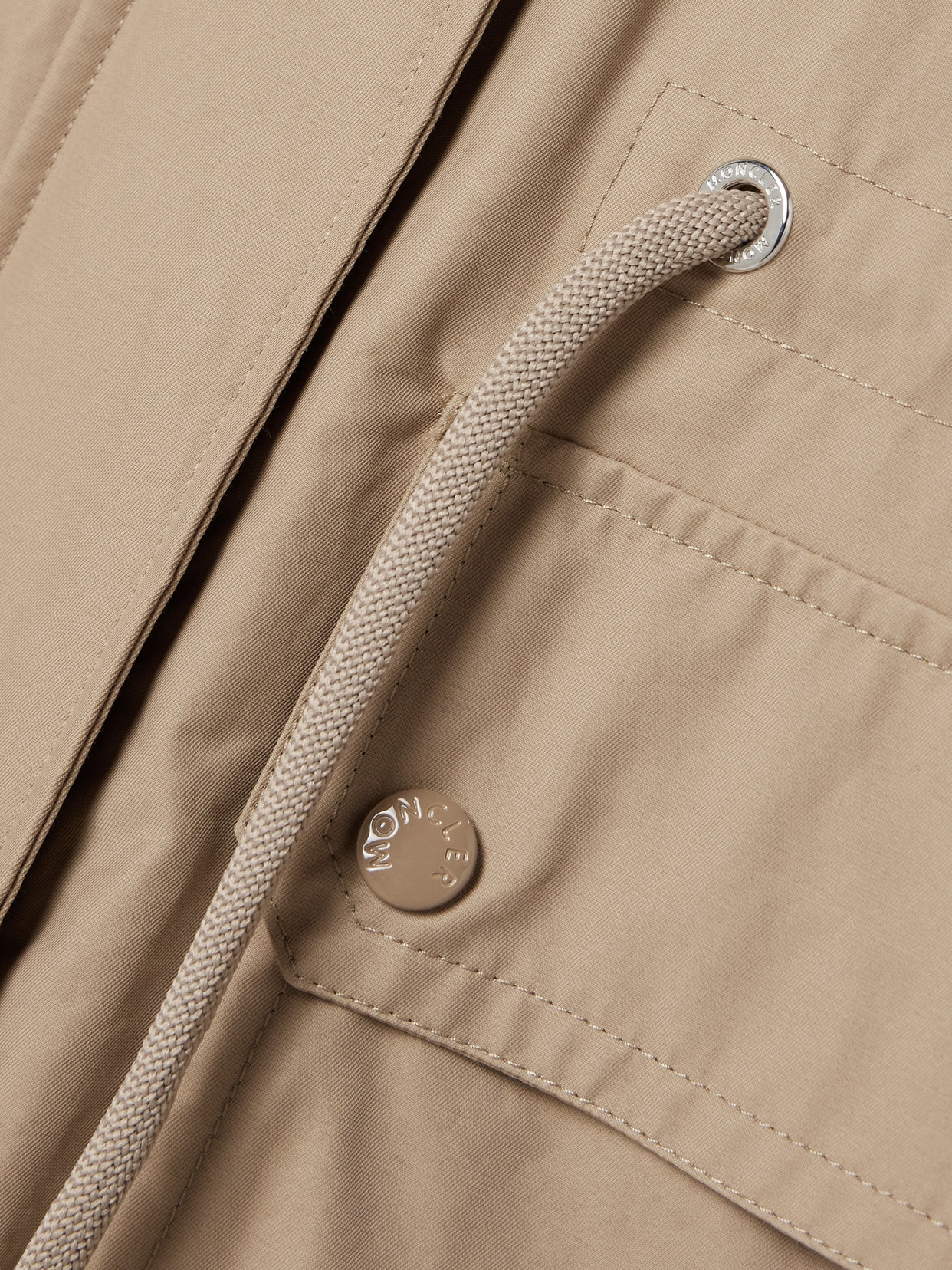 MONCLER APPLIQUÉD RIBBED TWILL AND COTTON-BLEND JACKET