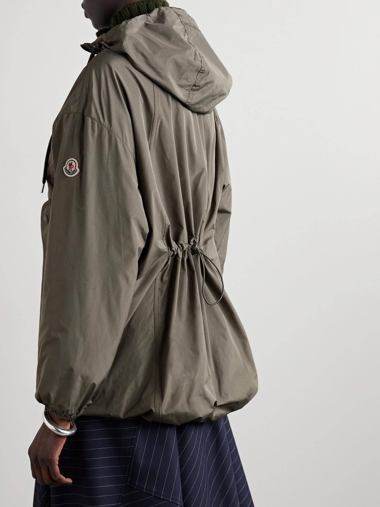 Shop Moncler Melia Hooded Shell Jacket In Green