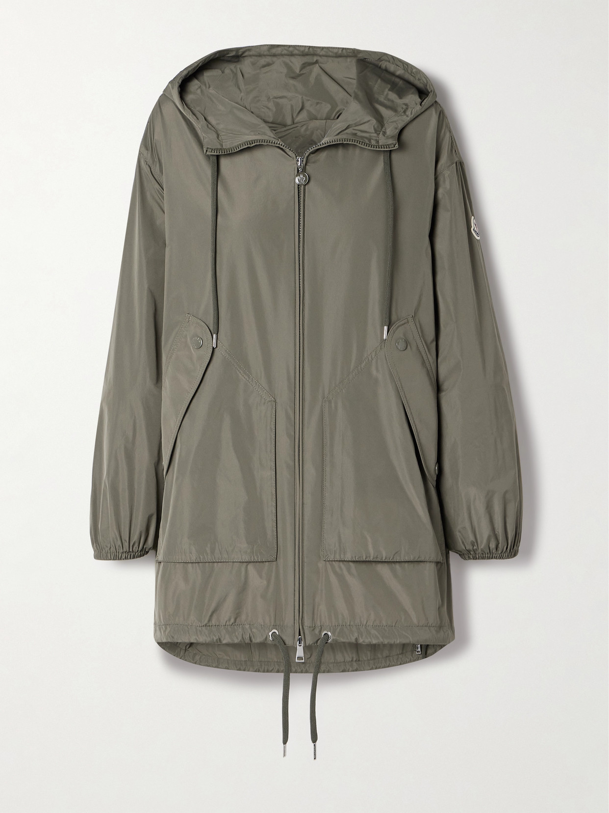 Shop Moncler Melia Hooded Shell Jacket In Green