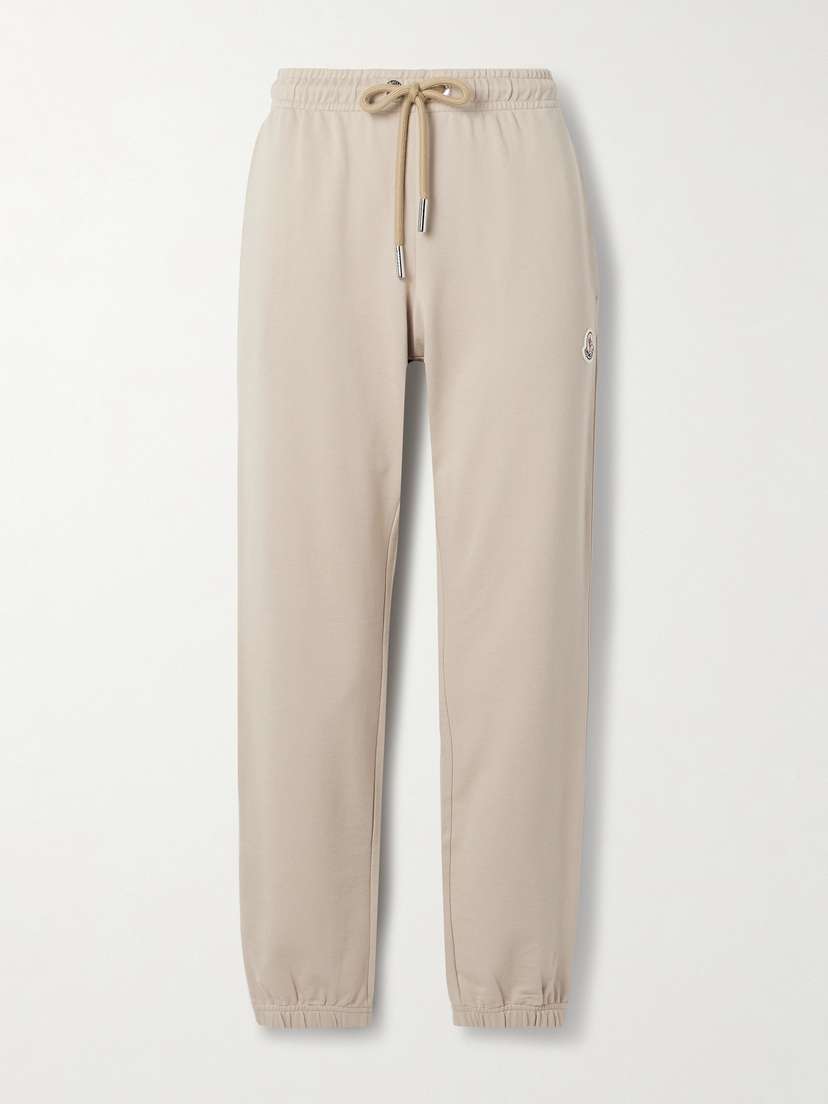 Moncler Appliquéd Cotton-jersey Tapered Track Pants