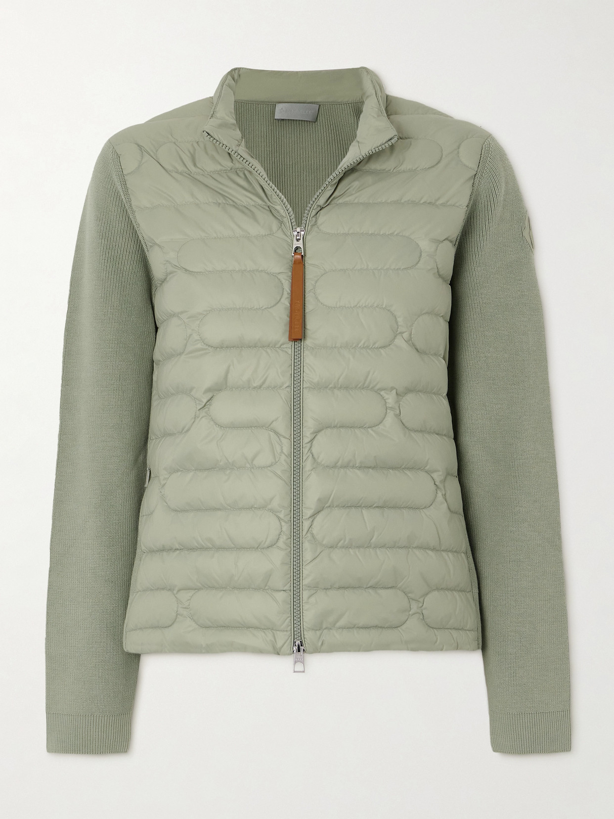 Moncler - Quilted Shell And Ribbed Cotton Down Jacket - Green