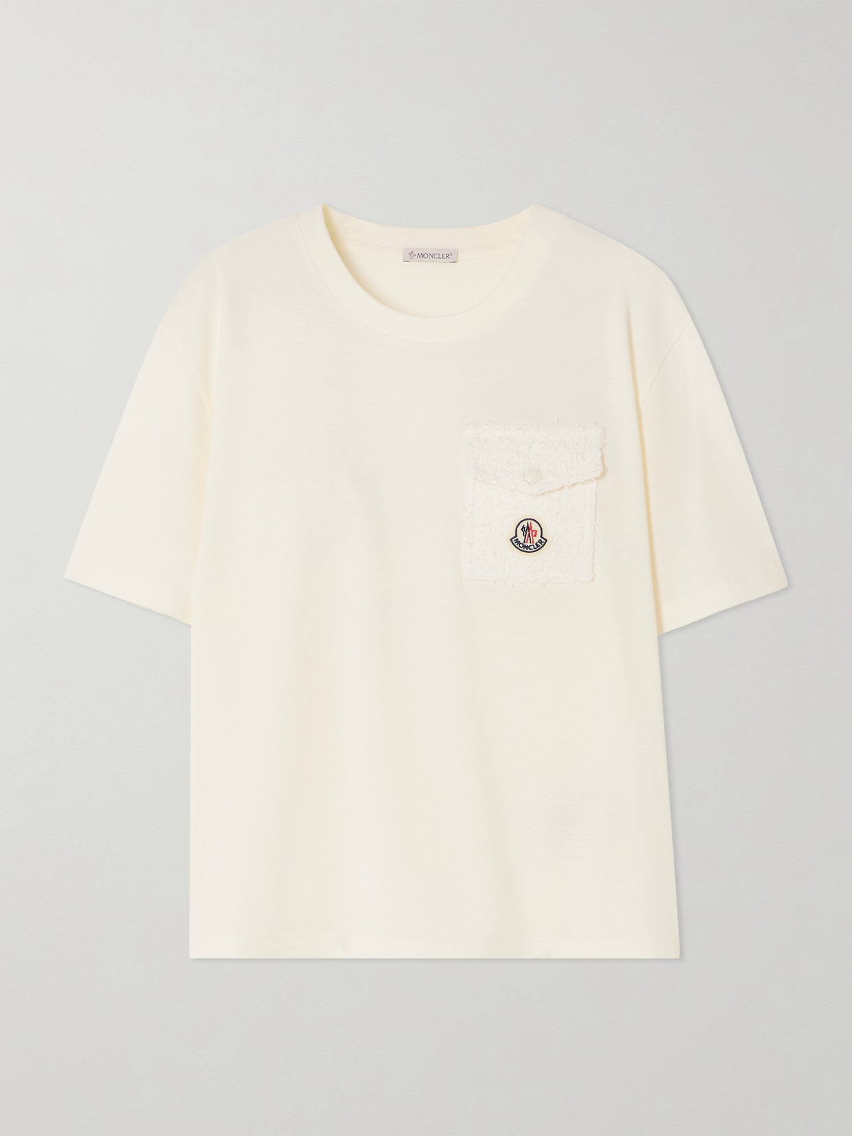 Moncler - Embroidered Cotton-jersey T-shirt - Cream