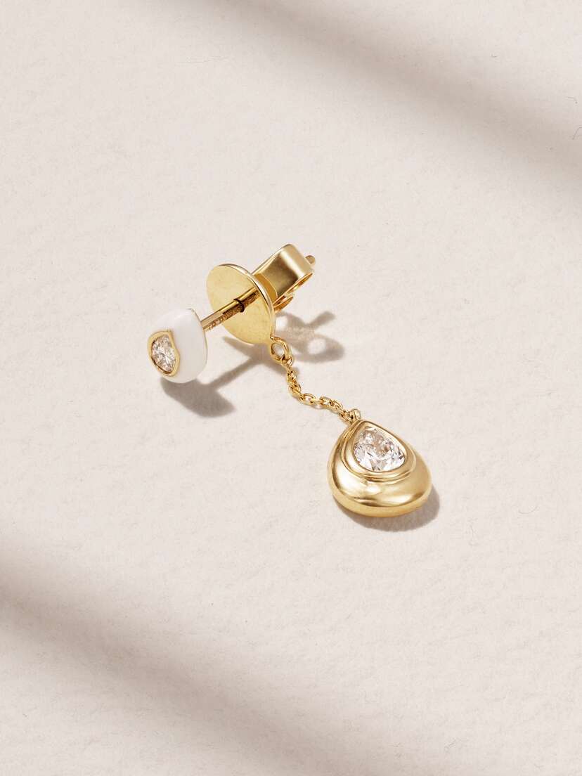 Robinson Pelham Spock + Wishback 14-karat Gold, Diamond And Enamel Single Earring