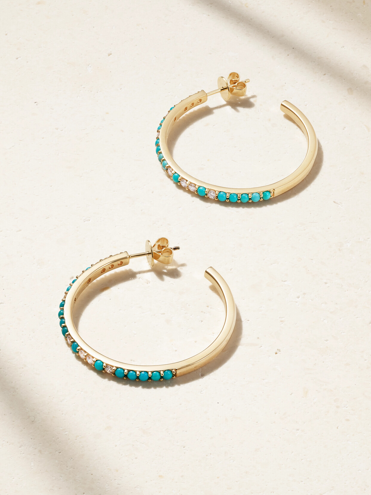 Robinson Pelham Giant Orbs 14-karat Gold, Turquoise And Diamond Hoop Earrings