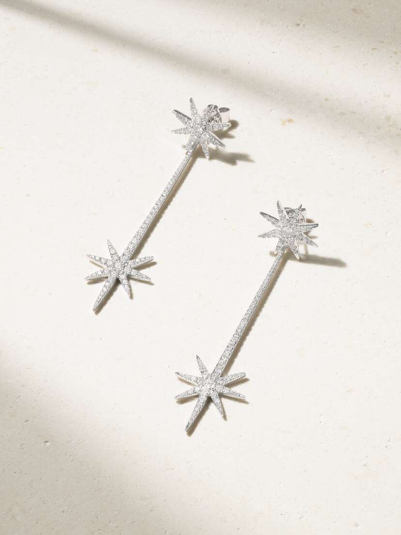 Robinson Pelham Tsar Star 14-karat White Gold Diamond Earrings