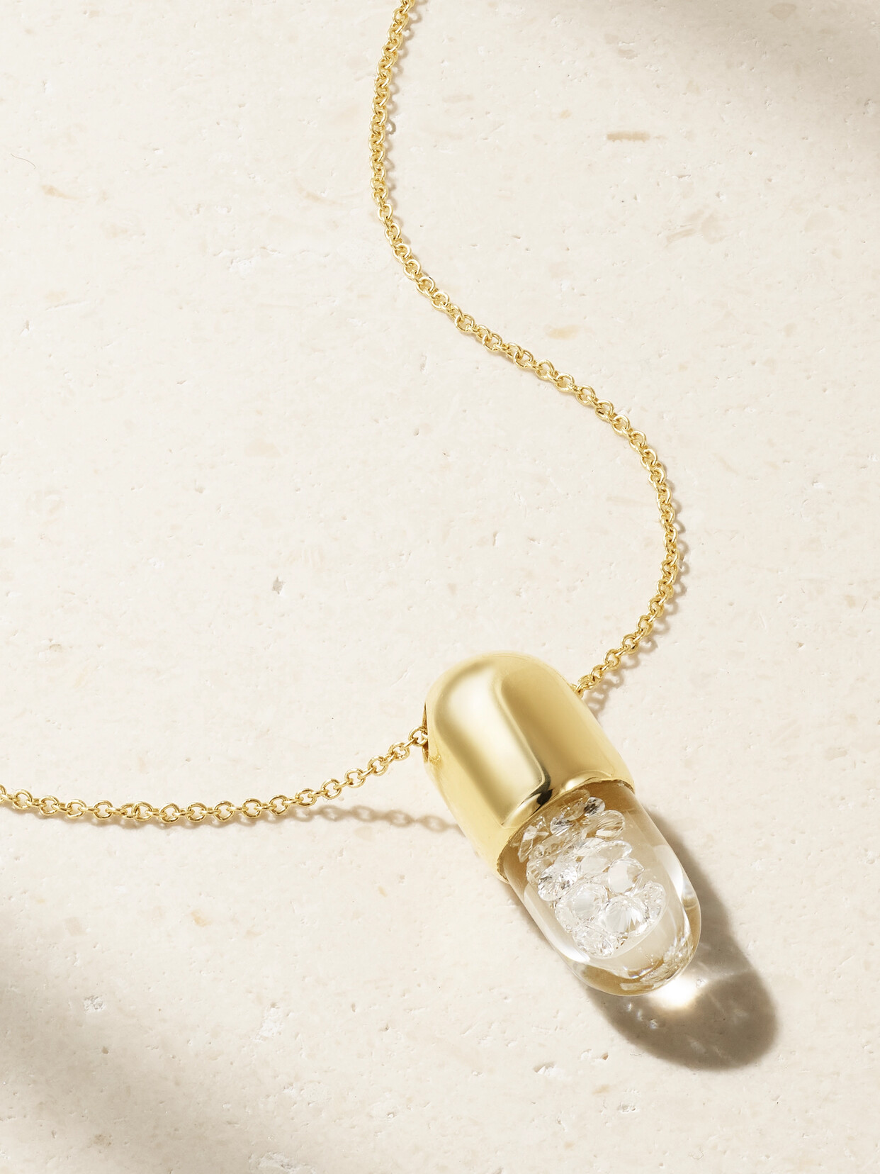 Robinson Pelham Elixir Of Strength Mini 9-karat Gold, Diamond And Glass Necklace - One size