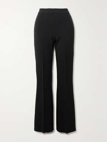 ALEXANDER WANG Chain-embellished ribbed wool-blend flared pants