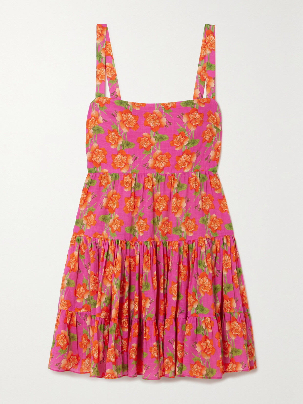 Borgo de Nor Freddie Tiered Floral-print Cotton-voile Mini Dress - Pink