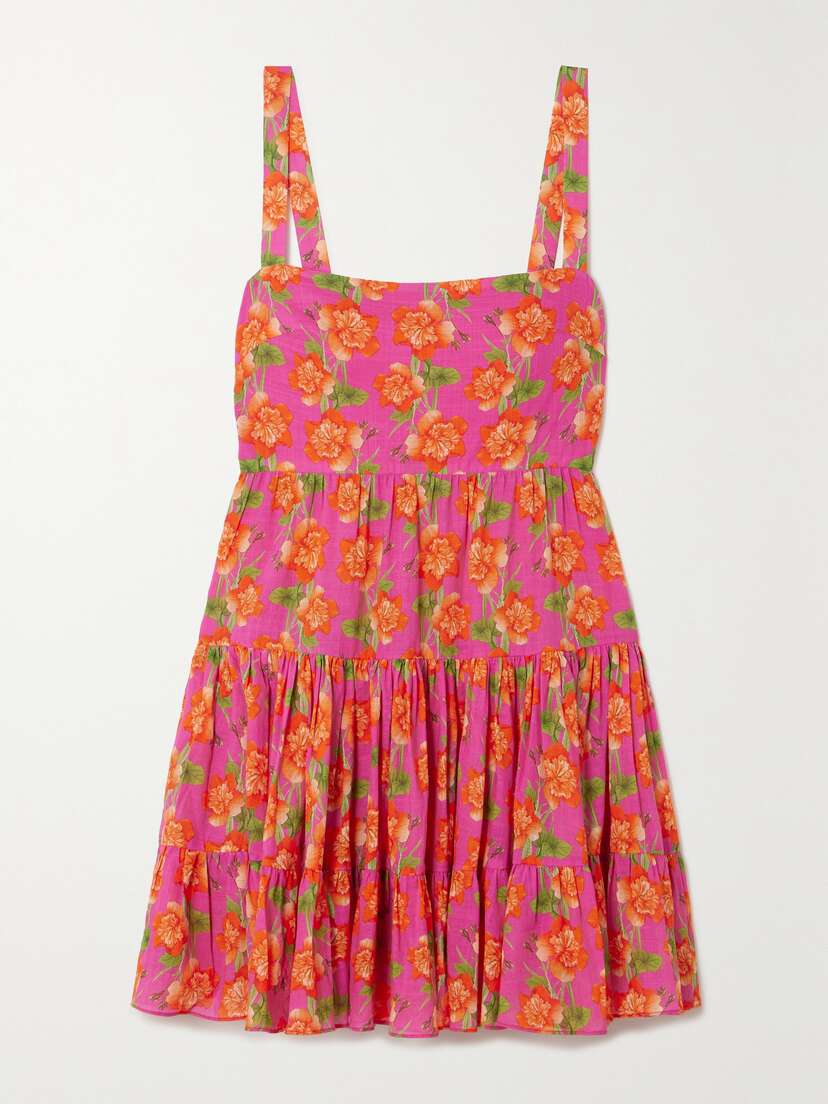 Borgo de Nor Freddie Tiered Floral-print Cotton-voile Mini Dress - UK 12