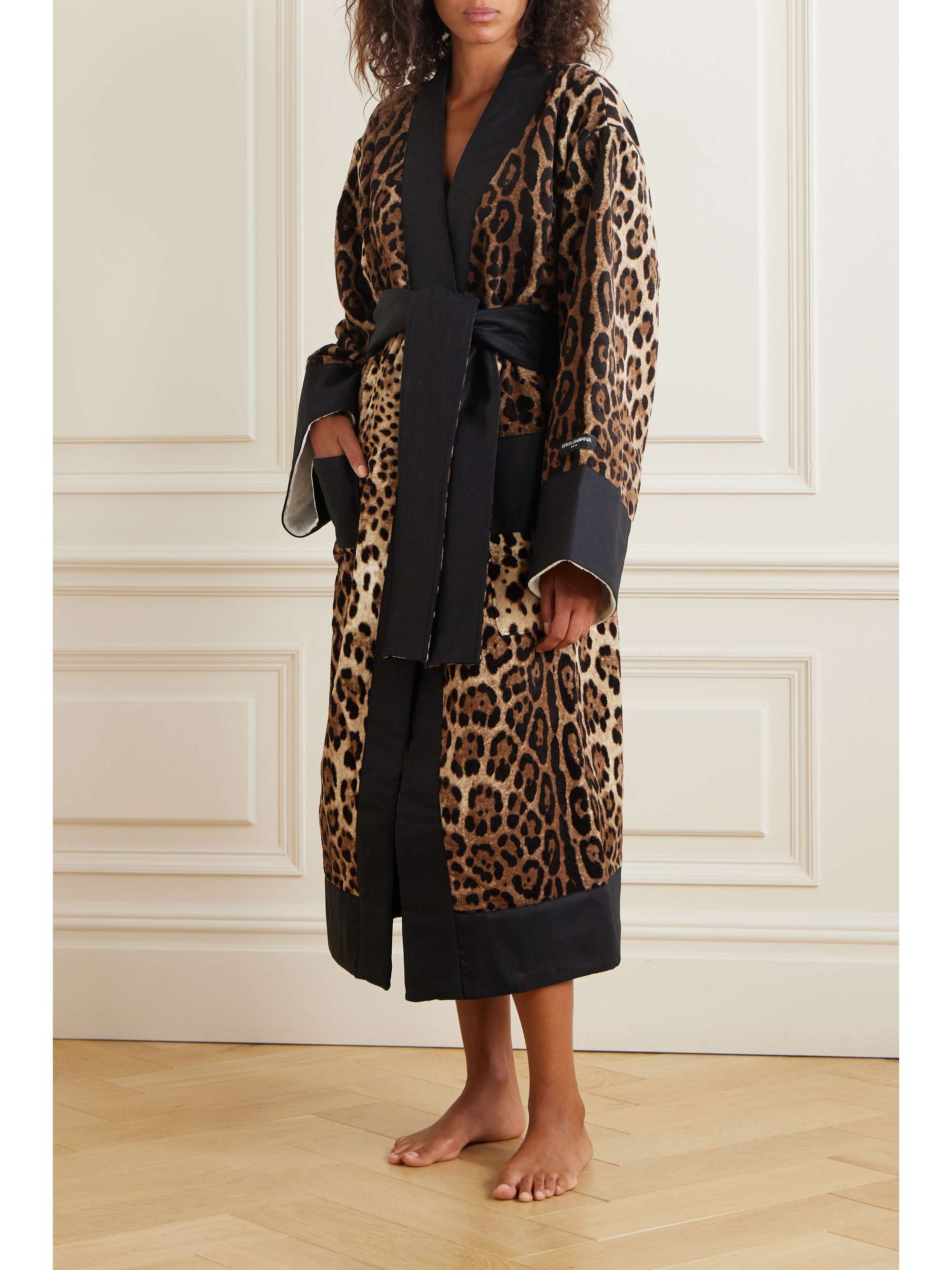 Dolce & Gabbana leopard-print Trim Belted Bathrobe - Farfetch