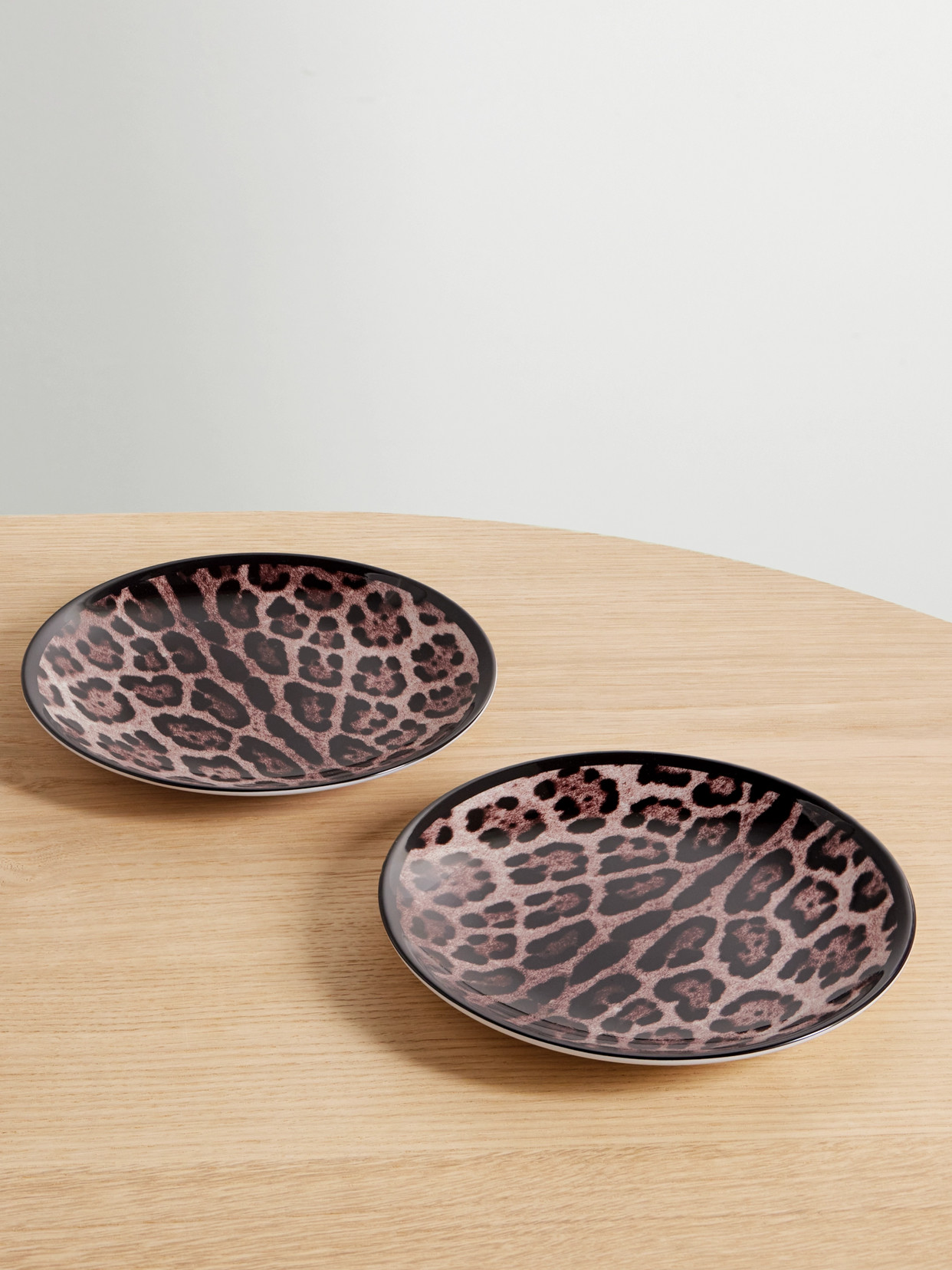 DOLCE & GABBANA - Set Of Two Leopard-print Porcelain Plates - Brown