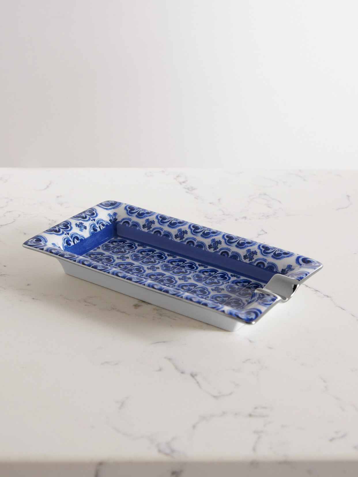Dolce & Gabbana Printed Porcelain Ashtray In Blue