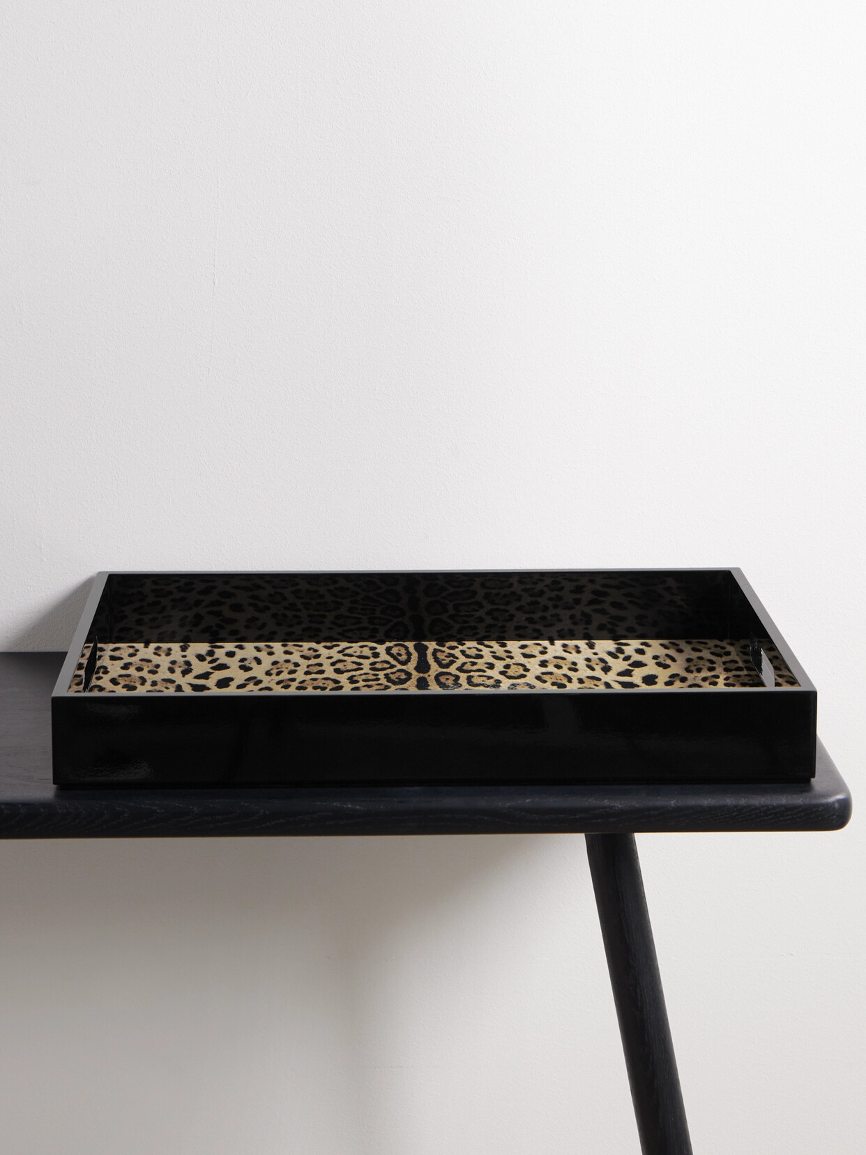 Dolce & Gabbana Leopard-print Wood Tray In Black